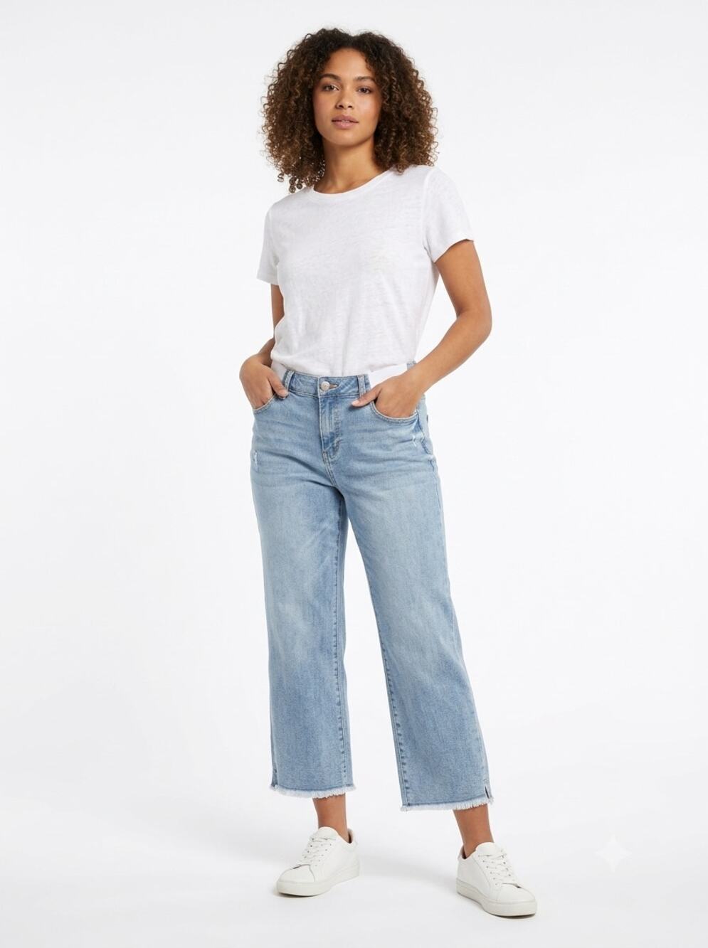 Democracy Size 12 "Ab" Technology Crop Flare Jeans Womens 12 Blue Denim Frayed
